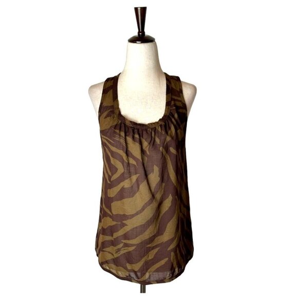Marc By Marc Jacobs Brown Wool Blend‎ Animal Print Criss Cross Back Top XS - Picture 2 of 9